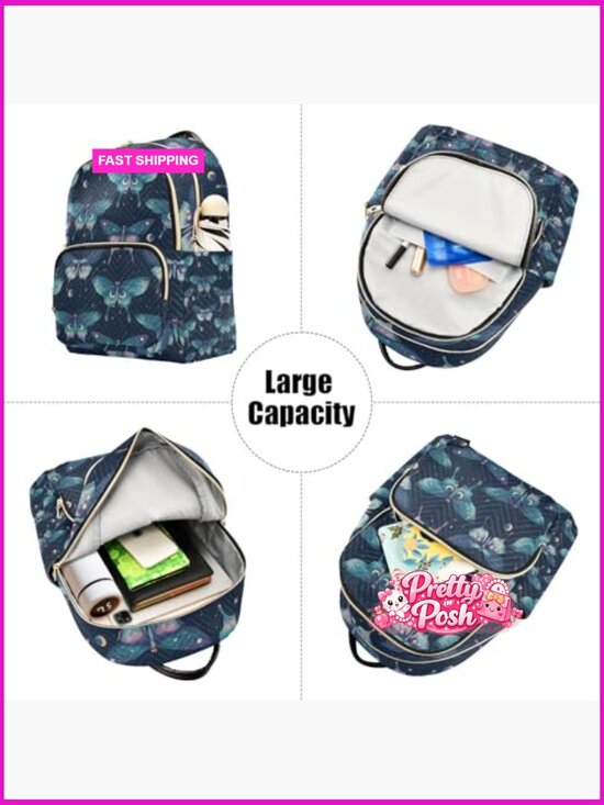 Dreamy Butterfly Moon Mini Backpack Purse Lightweight Travel Shoulder Bag main image 6